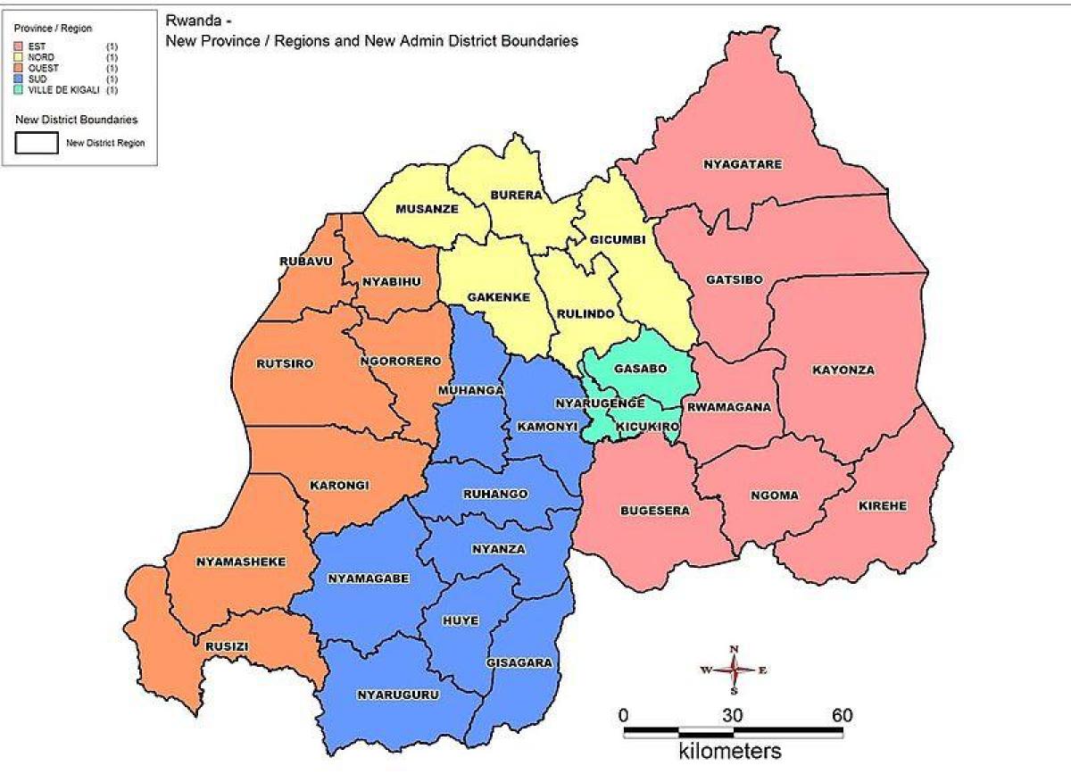 zemljevid Ruandi zemljevid pokrajin