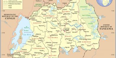 Zemljevid upravni zemljevid Ruandi
