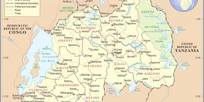 Zemljevid zemljevid Ruandi okoliških državah